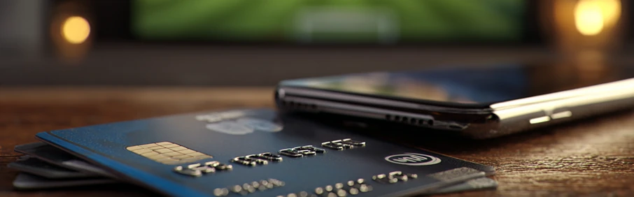 Смартфон и банковские карты для пополнения счёта в 1xBet